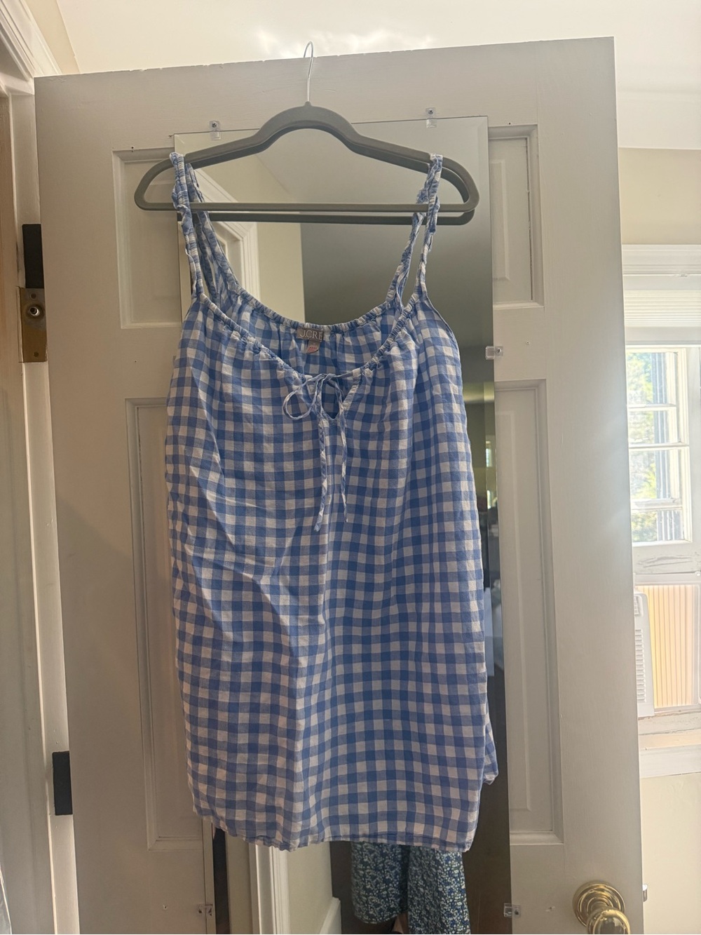 J. Crew Blue and White Gingham Sleep Chemise